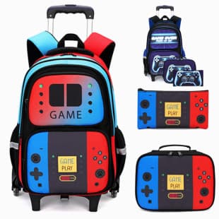 2025 New Upgraded Kids Bag Cross-border Trade Primary and Secondary School Students Trolley Backpack Game Console School Bag