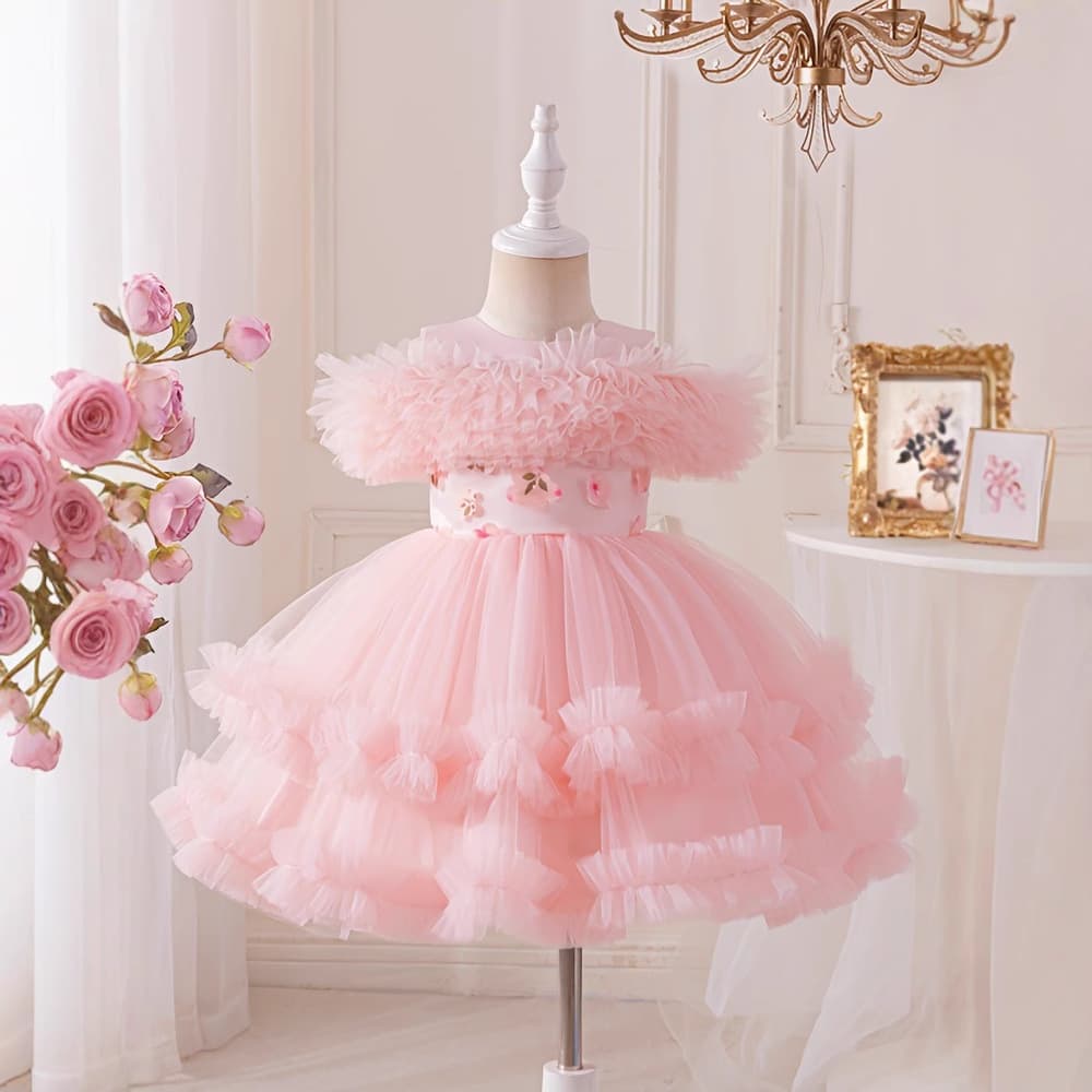 New Cross-Border Stock Tulle Evening Gown Princess Dress for Girls Piano Performance Dress Flower Girl