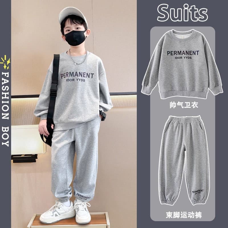 Boys' Hoodie Set 2025 New Children's Early Autumn Sportswear Spring and Autumn Sweatpants Trendy and Stylish Fall Outfit for Older Kids