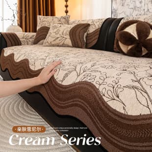 American Vintage Chenille Sofa Cushion, Four-Season Universal, 2026 New Model, Fixed Non-Slip Seat Cushion for Living Room Leather Sofa