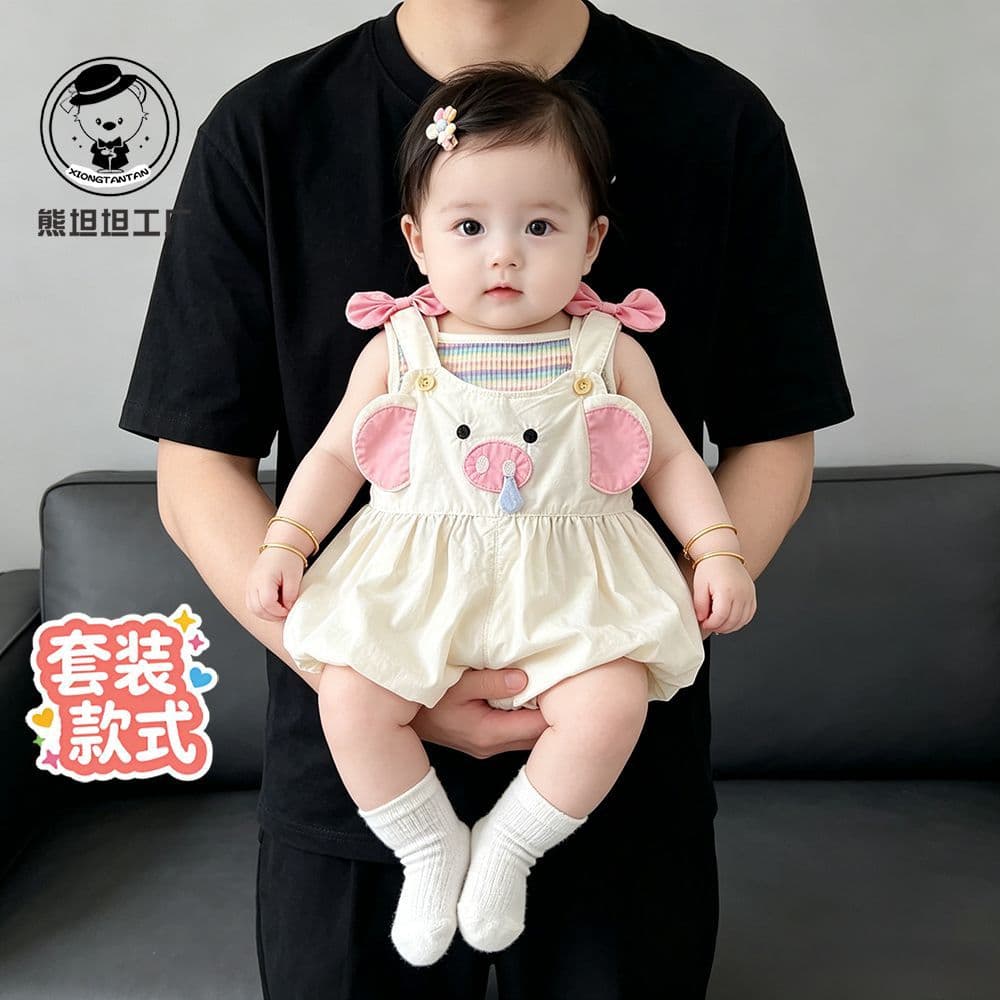2026 New Baby Clothes Summer Newborn Girls Dopamine Outfit Summer Thin Overalls Set