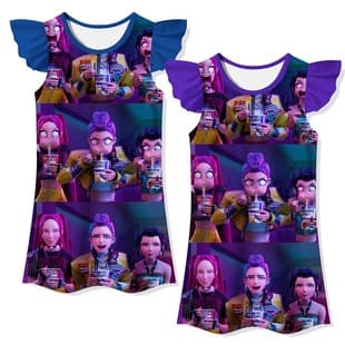 2025 K-POP Demon Hunter Girl Group Cross-Border Summer Thin Children's Sleep Dress Short Sleeve Ruffled Girls' Sleep Dress DI279