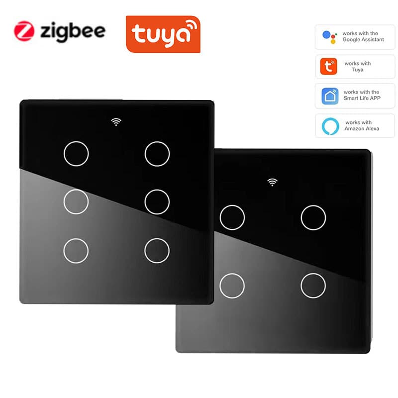 Brazilian standard Zigbee Tuya smart touch wall light switch remote control smart voice timer switch
