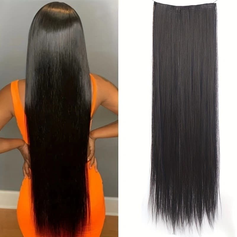 Women's Hair Extension Piece One-Piece U-Shaped Wig Hairpiece Realistic Hair Strands Straight Hair Invisible Seamless Long Straight Hair