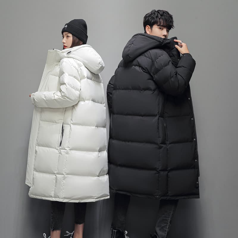 Cross-border winter new clothing men's and women's long-length knee-length plain board drama school uniform thickened warm couple trendy coat