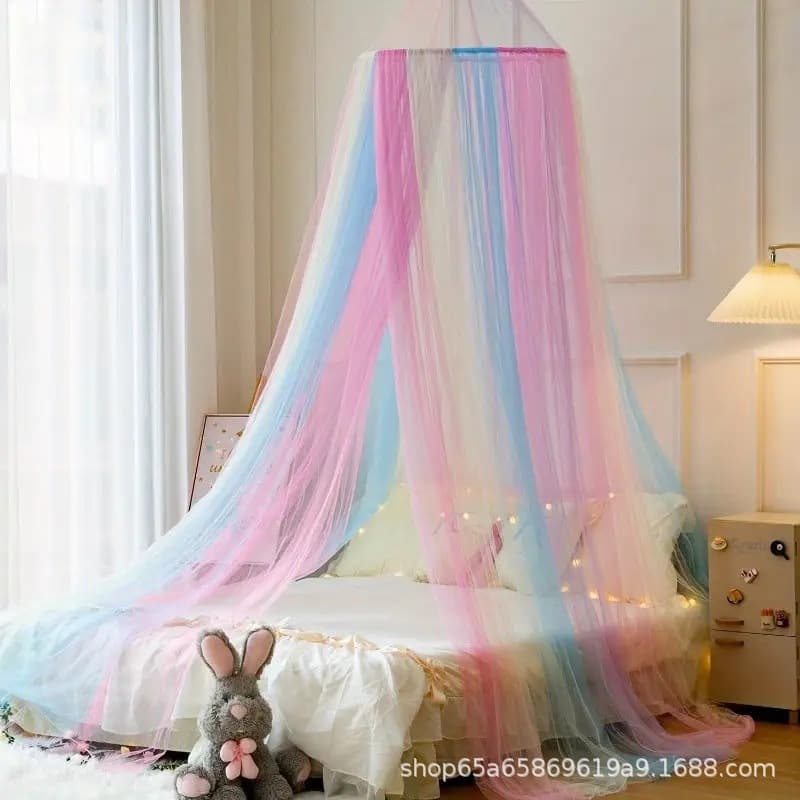 New Cross-border Rainbow Dome Mosquito Net, Temu Dream Rainbow No-installation Double Large Dome Single-door Mosquito Net