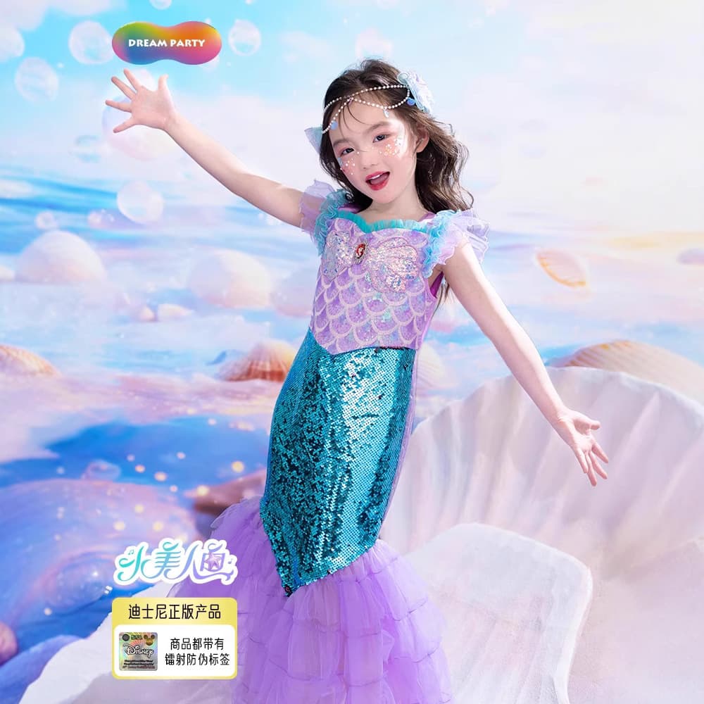 Girls Christmas Mermaid Halloween European American Hot Selling Children's Mermaid Princess Dress Party Gown