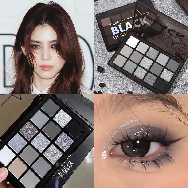 Cappell Fifteen-Color Dark Night Elf Eyeshadow Palette Halloween Dark Gray Western Makeup Metallic Punk Black Jasmine