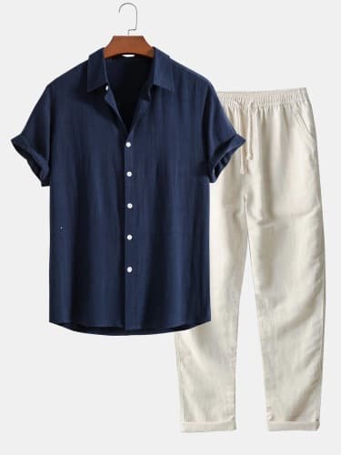 Cross-border Streetwear European and American 3D Print Loose Short Sleeve Shirt and Pants Set Men Spring Summer Casual Set