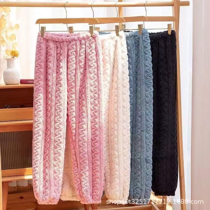 Women's Sleep Pants Long Pants Autumn Winter Coral Fleece Thermal Plus Size Flannel Home Pants