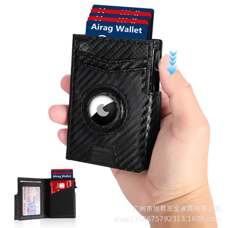 Cross-Border Anti-Magnetic and Anti-Theft Men's Card Holder 80% off Pu Wallet Metal Card Case Airtag Positioning Dollar Clip Card Holder