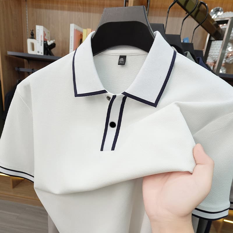 [Nylon] Summer Men's Ice-Feel Breathable Casual Business Versatile Lapel Short-Sleeve Thin Polo