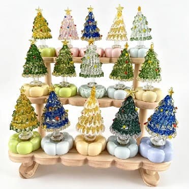 Cross-border 8.5cm Handmade Glass Christmas Tree Spinning Ornament Christmas Gift Creative Glass Craft Cute