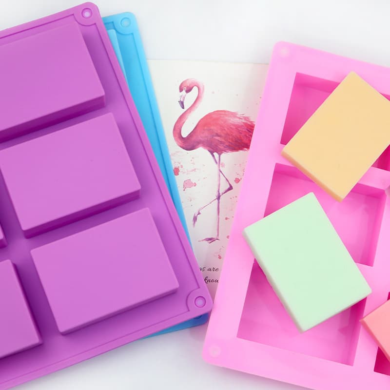Torch Point 6-Cell Rectangular Soap Mold Silicone Cake Mold Cold Process Soap Mold Rectangle Aroma Mold Food-Grade Silicone