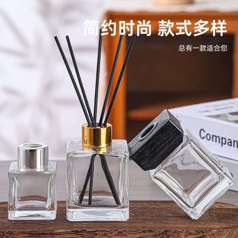 Cross-border Square Aroma Bottle, High-end Transparent Empty Aroma Bottle with Volatile Sticks, Flameless Rattan Diffuser Bottle, Aroma Decoration