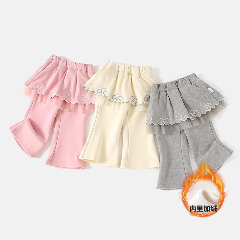 Baby Girl Pants Winter Fleece-Lined Stylish Girl Skirt Pants Flared Warm Casual Long Pants Outdoor 6153