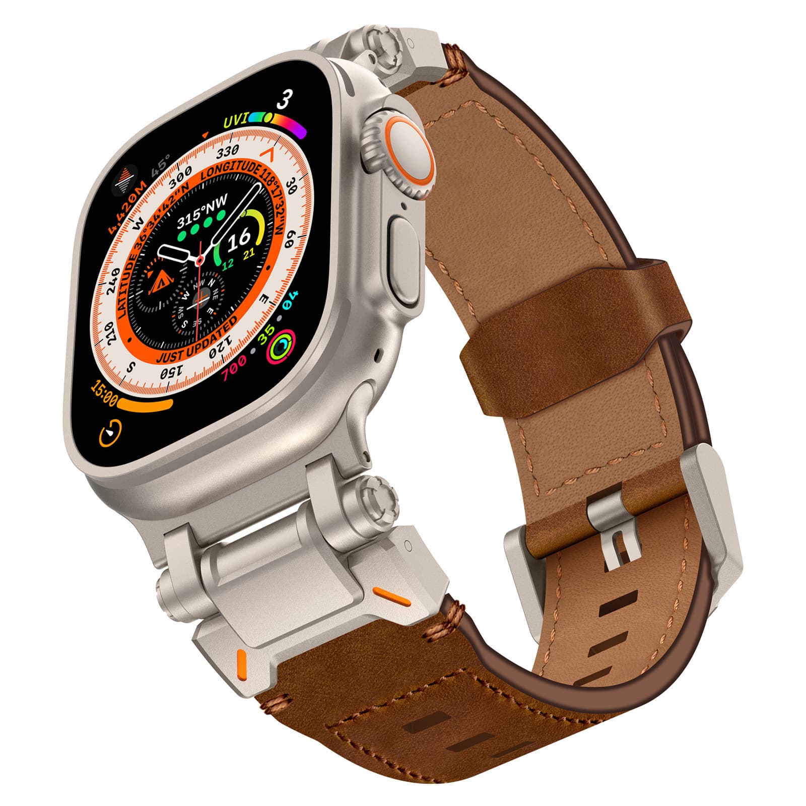 Explorer Genuine Leather Band Compatible with Apple Watch Ultra Men's Business Band