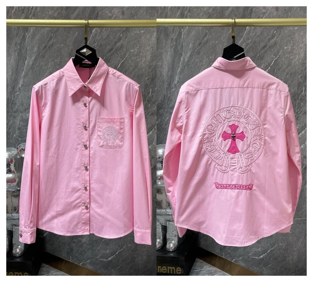 Authentic Cross-Border Trend CH Button-Up Shirt Sanskrit Lettering Horseshoe Jacket Wholesale