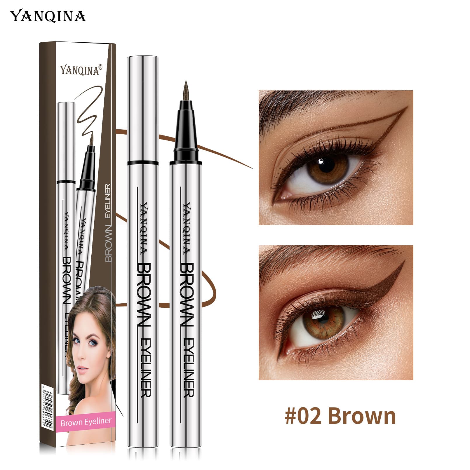 YANQINA Small Silver Tube Liquid Eyeliner Pen - Smudge-proof, Waterproof, Sweat-proof, Ultra-fine, Beginner-friendly Eyeliner Gel Pen