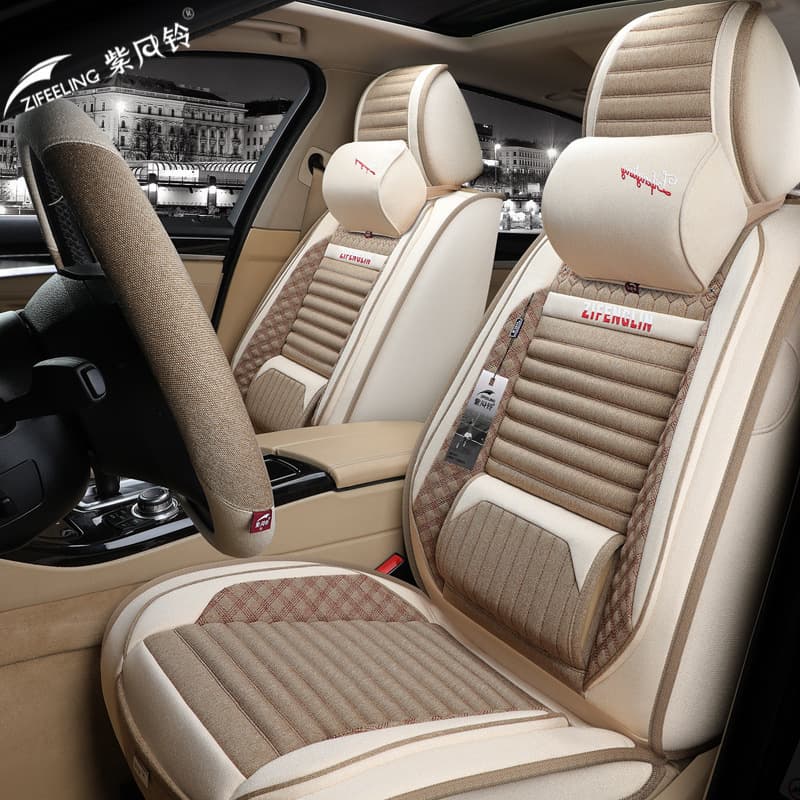 New Car Seat Covers Universal for Men and Women Linen Fabric Seat Covers Four Seasons Car Seat Cover for CRV