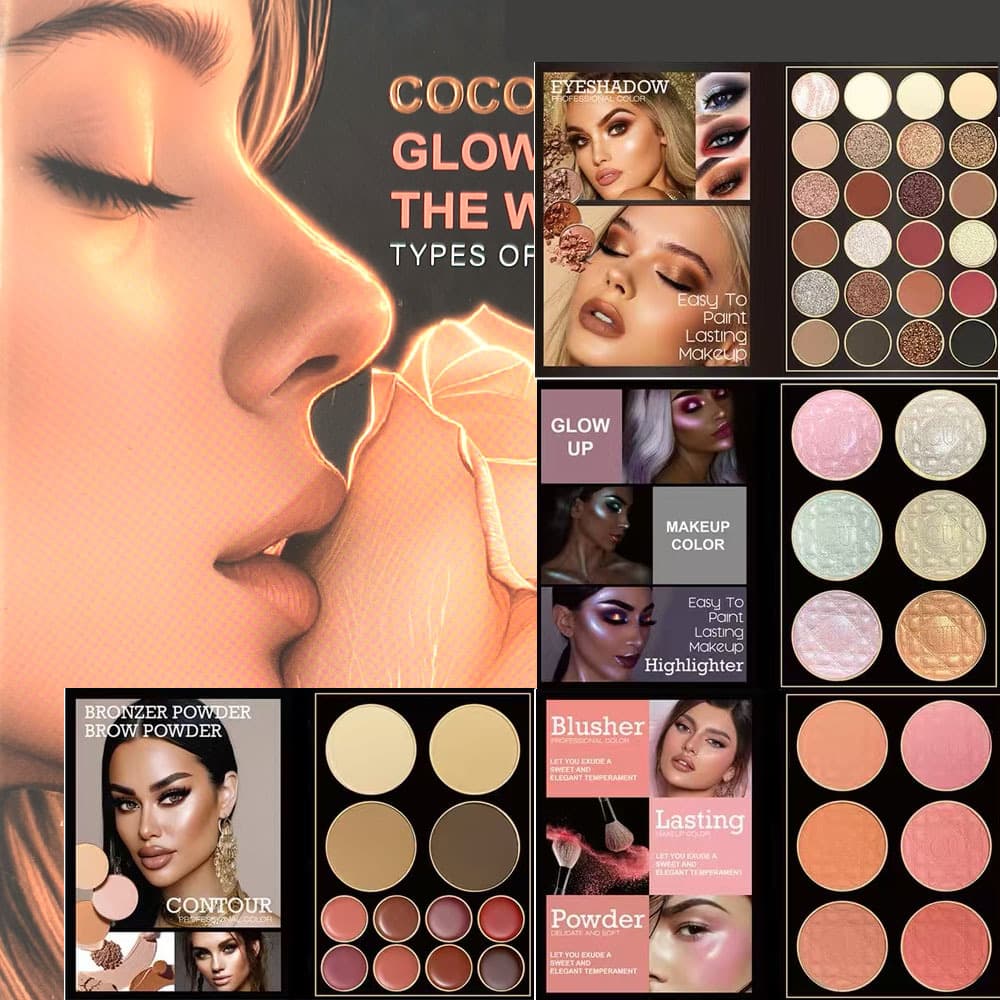 48-Color Ins Viral 4-Layer Multifunctional Book Eyeshadow Palette with Highlighter, Blush, Contour, and Lip Gloss, All-in-One Eyeshadow