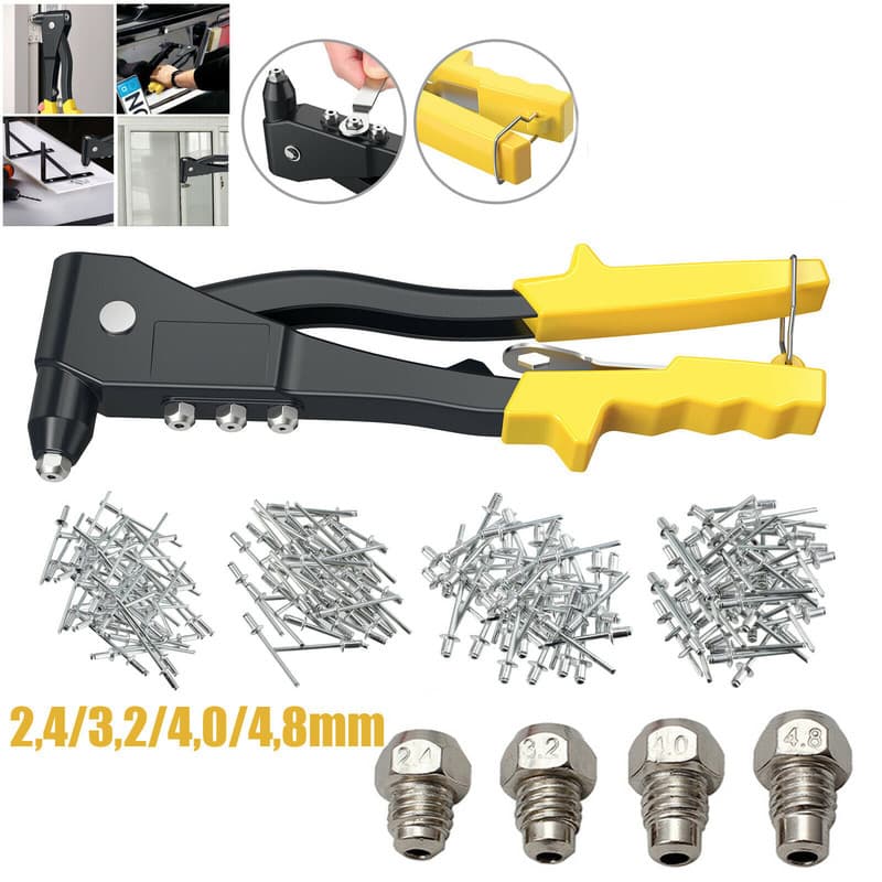 61/201 Piece Set Aluminum Alloy Single Handle Rivet Gun, Pull Rivet Gun Aluminum Rivet Hand Riveter
