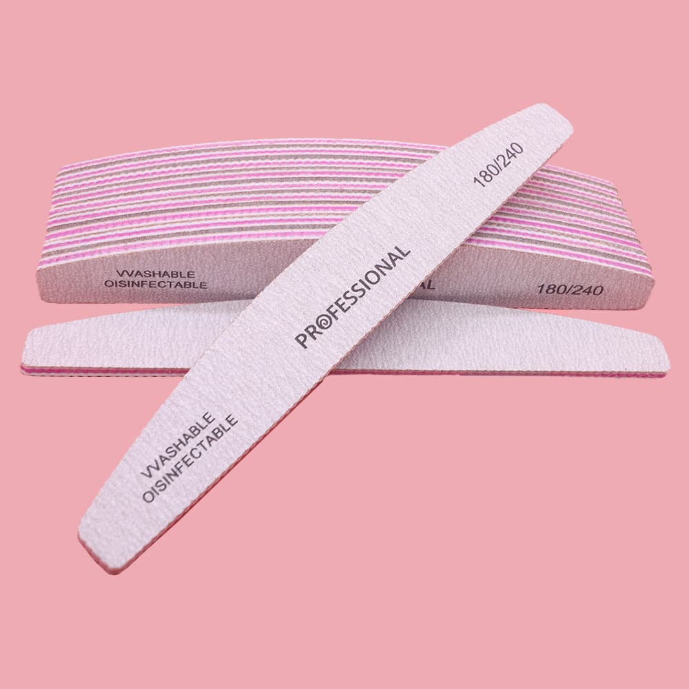 Washable Professional Half-Moon Nail File Zebra Pattern Grinding Strip Purple Core with Teeth Nail File, Durable Sanding Strip