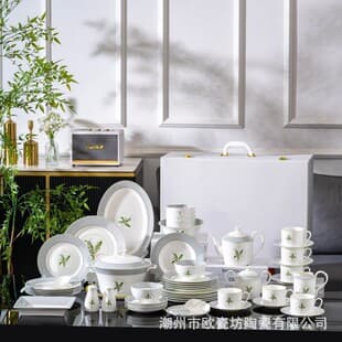 Export European Bone China Dinner Set Plate Bowl Hotel Display French Afternoon Tea Coffee Cup Saucer Set Wholesale