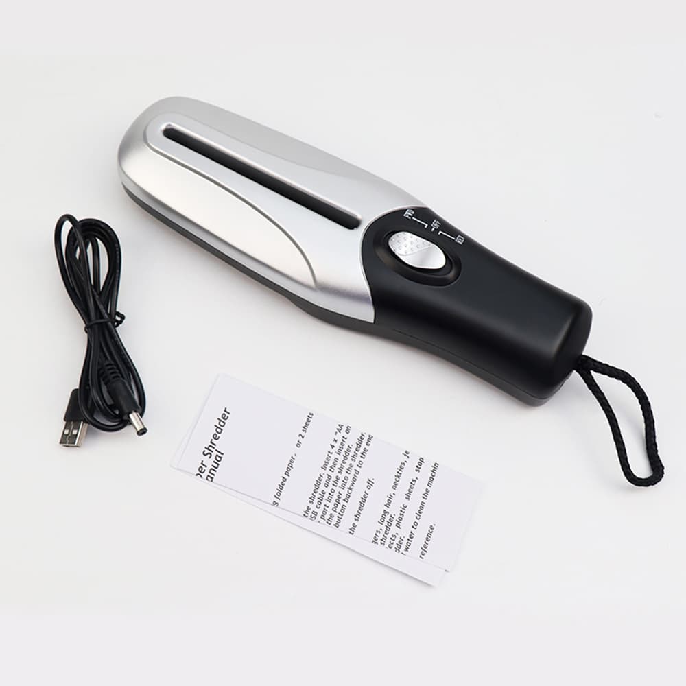 USB/Battery Handheld Dual-Use Electric Strip Shredder, A6 Mini Small Waste Paper Shredder