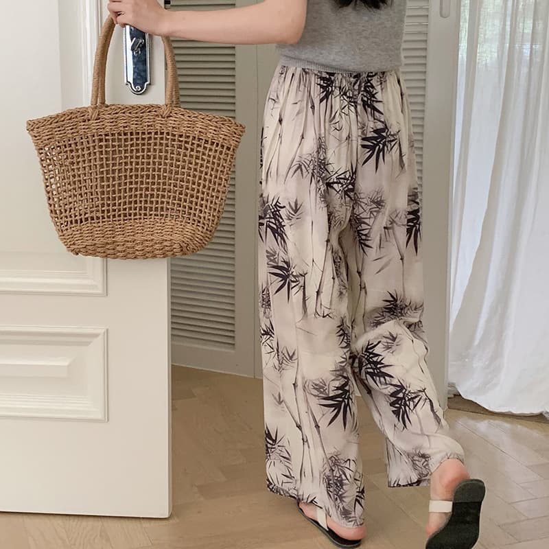 2026 New Cotton Silk Pants for Women Summer Sleep Pants High Waist Wide Leg Pants Thin Style Wearable Outdoors Home Pants