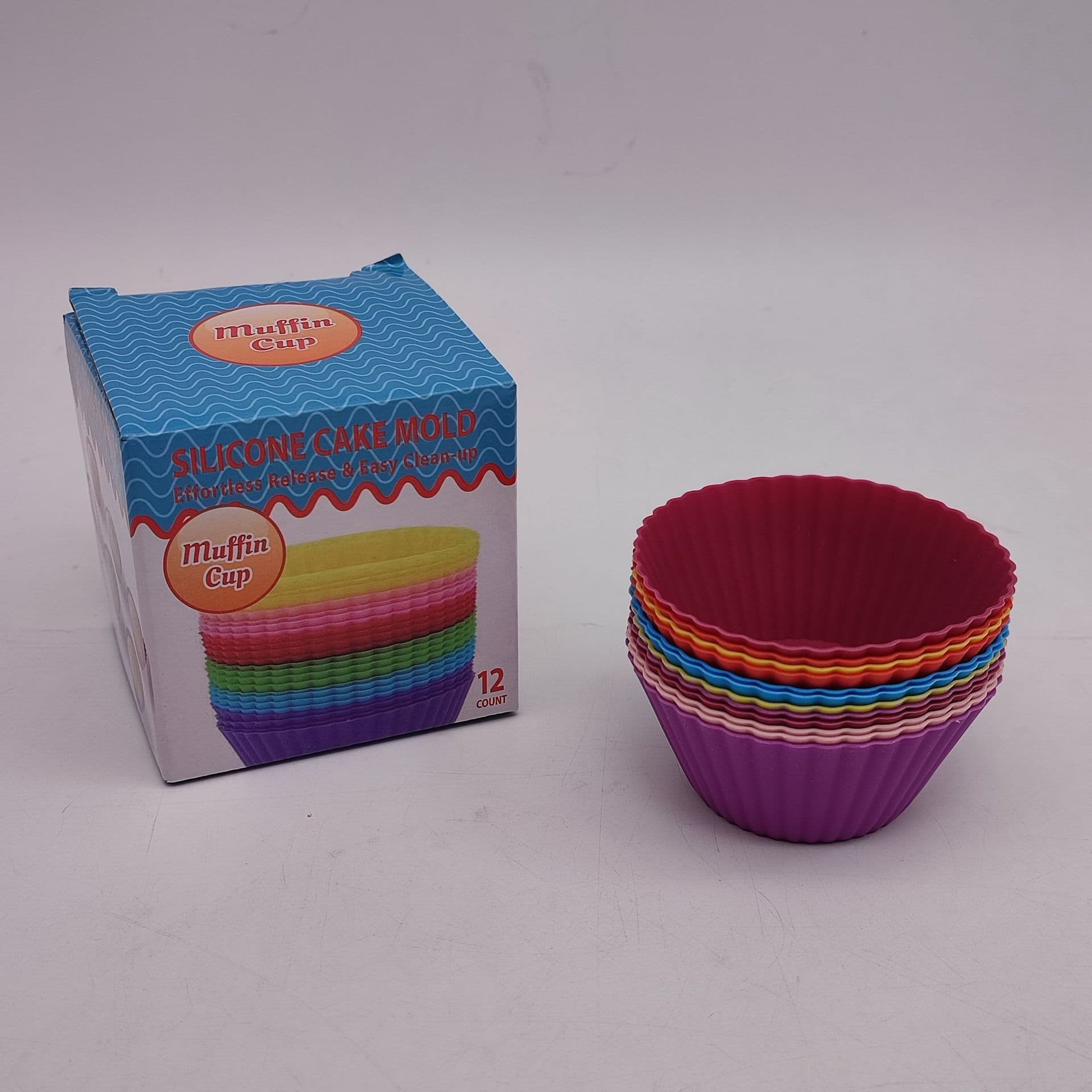 Cross-border New 12pcs Round 7cm Silicone Muffin Cups Silicone Cake Mold DIY Baking Tart Mold
