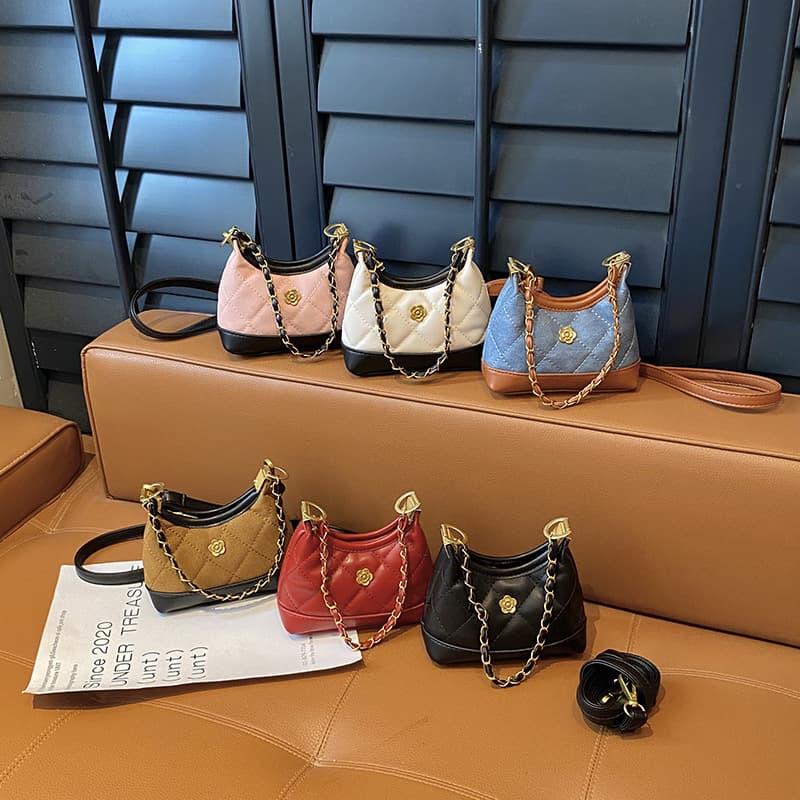 Children's bag autumn and winter new diamond embroidery thread small fragrant armpit bag high-end trendy brand chain messenger bag lipstick bag
