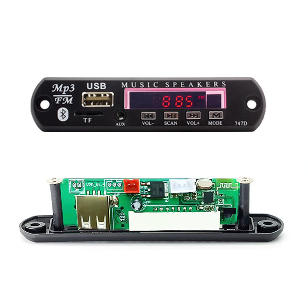 Cross-border Hot Selling 12V Bluetooth MP3 Decoder Board 5V Car Lossless Audio FM Radio 747D Sound Player
