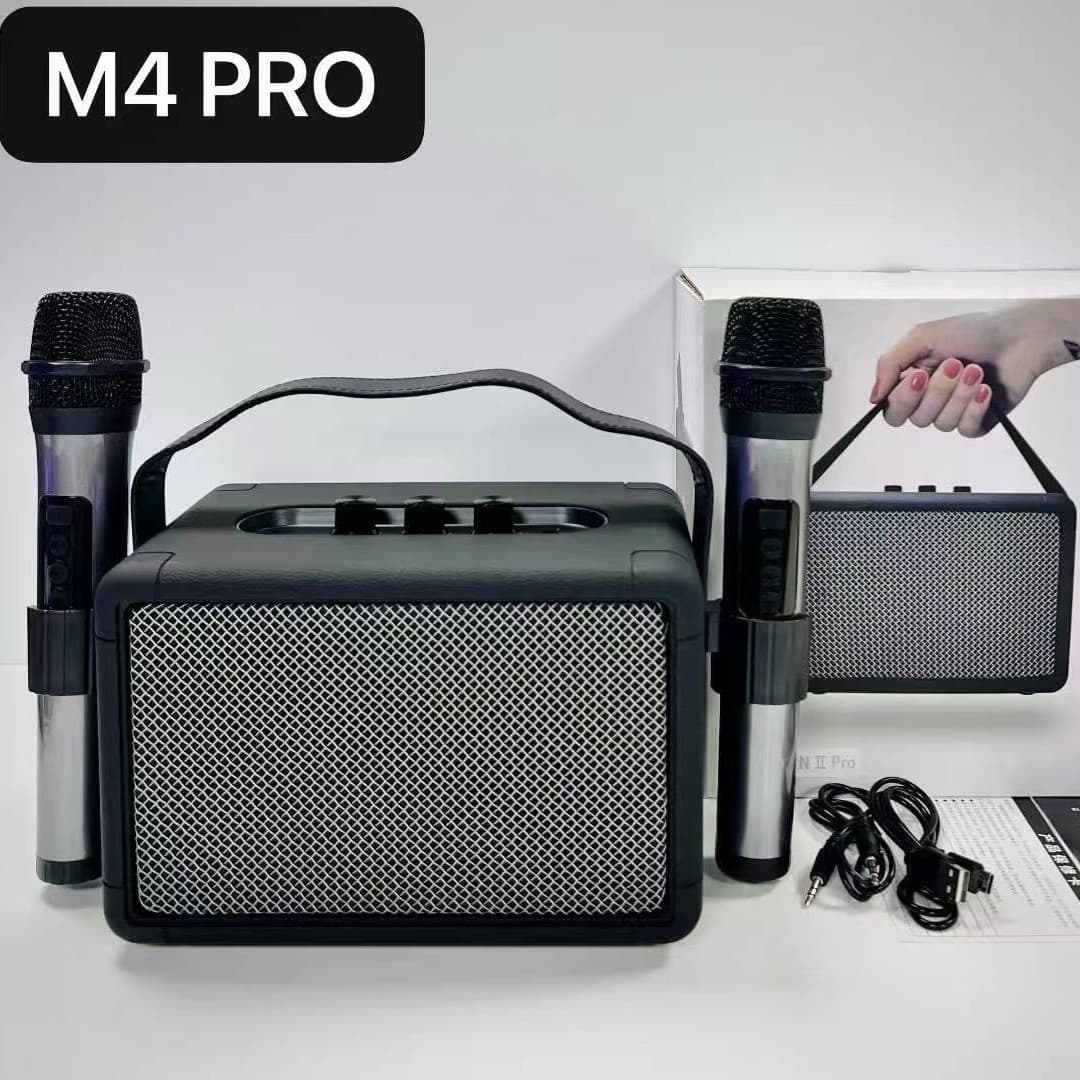 Cross-border hot model M4pro portable dual wireless outdoor speaker home karaoke microphone Bluetooth speaker