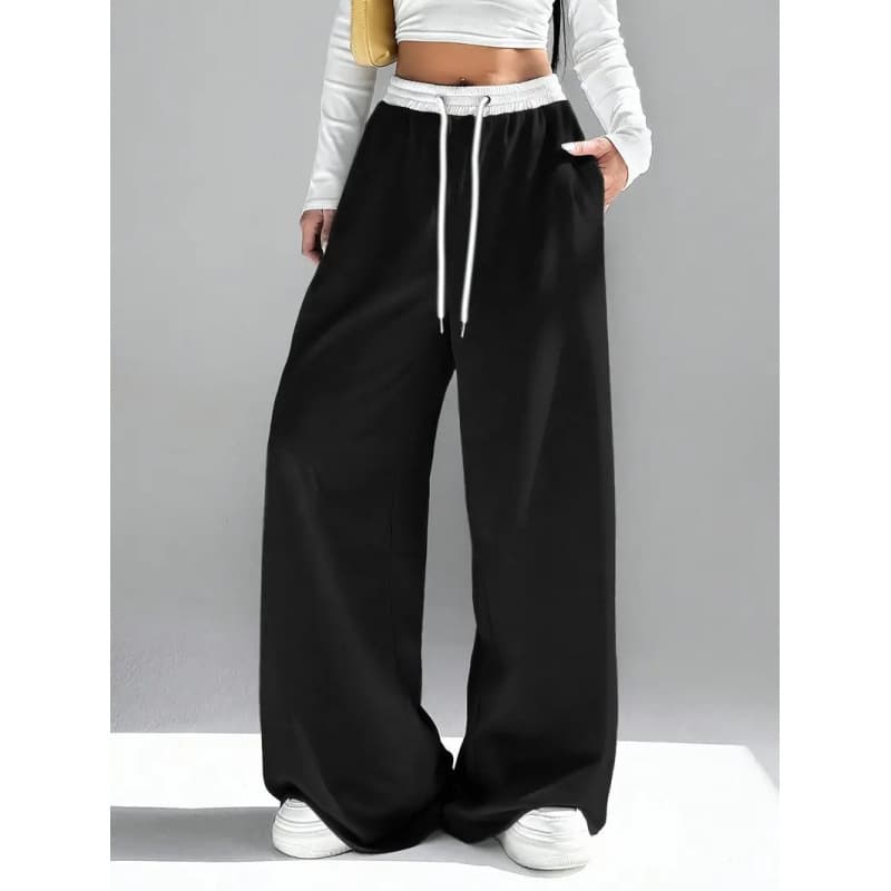 2025 Cross-border European and American Fall/Winter Women's New Trendy Street Print Loose Casual High-Waist Pants with Pockets