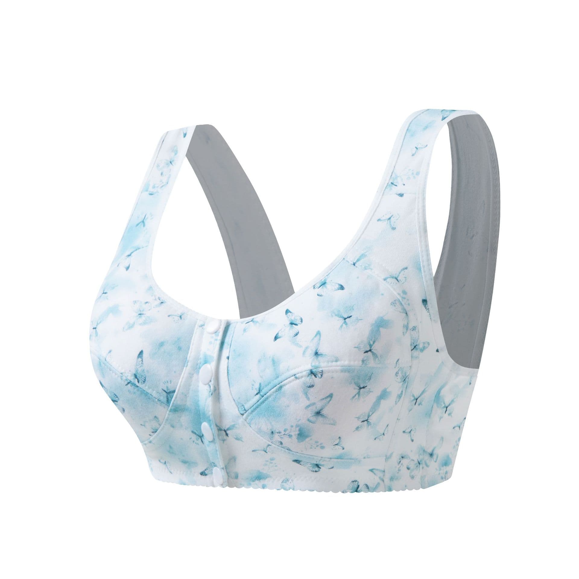 Middle-aged mom's bra pure cotton middle-aged and elderly underwear wire-free front-closure thin vest-style bra.