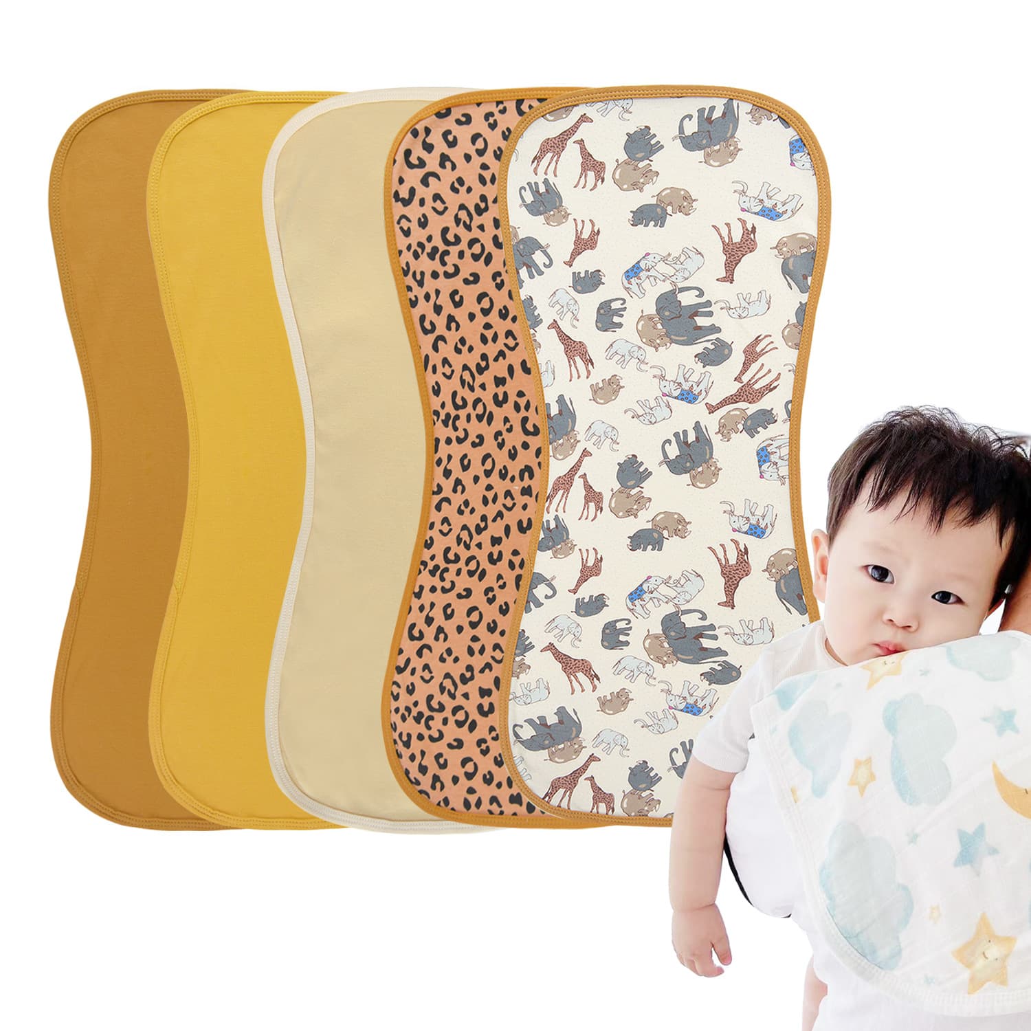 Newborn Baby Burp Cloth Drool Bib 100% Cotton Anti-Spit-Up Shoulder Pad for Infants Factory Clearance