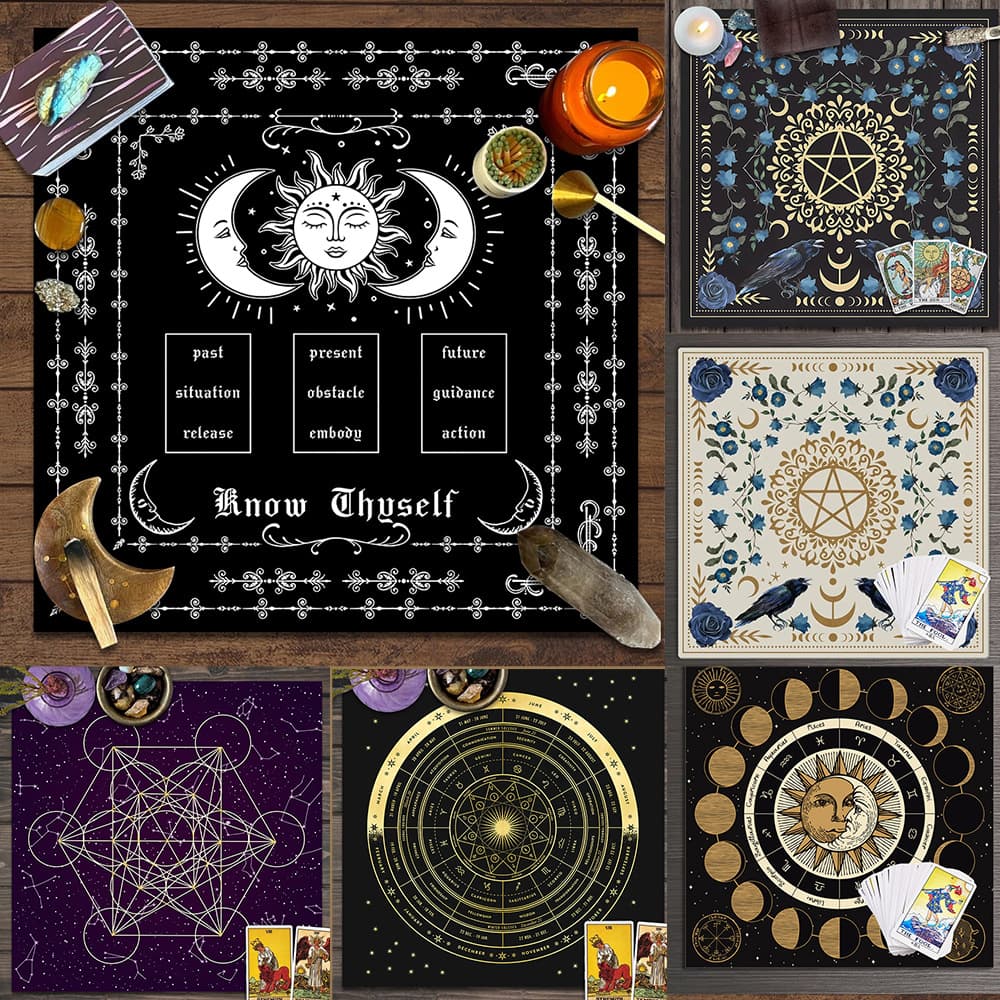12 constellations Tarot tablecloth Tarot cloth cross-border three-phase moon altar cloth tarot decoration custom ins