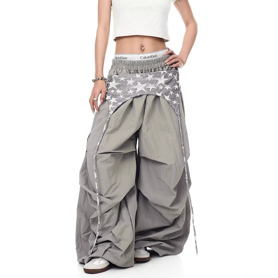 2026 American Hot Girl Paratrooper Pants Women's Casual Pleated Design Wide Leg Jazz Dance Pants Women's Casual Pants