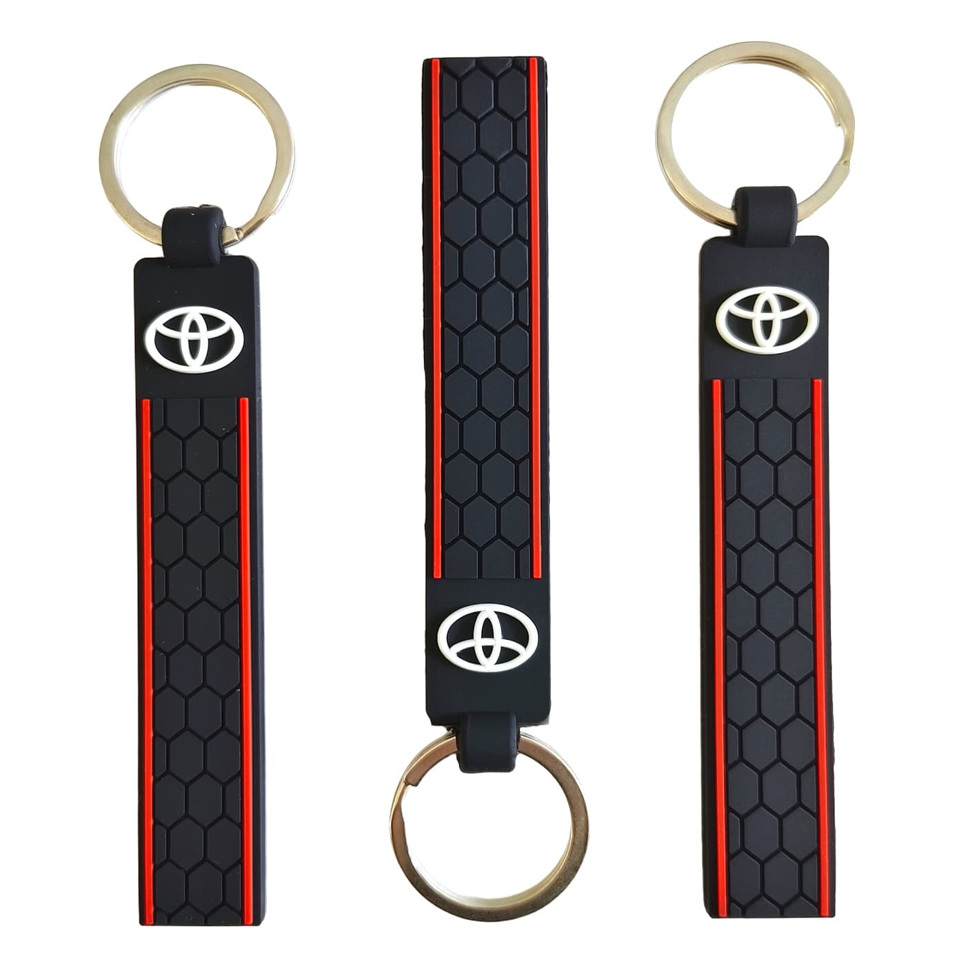 Compatible with Toyota Honeycomb Pattern Silicone Keychain TOYOTA Waist Silicone Football Texture Key Chain Pendant