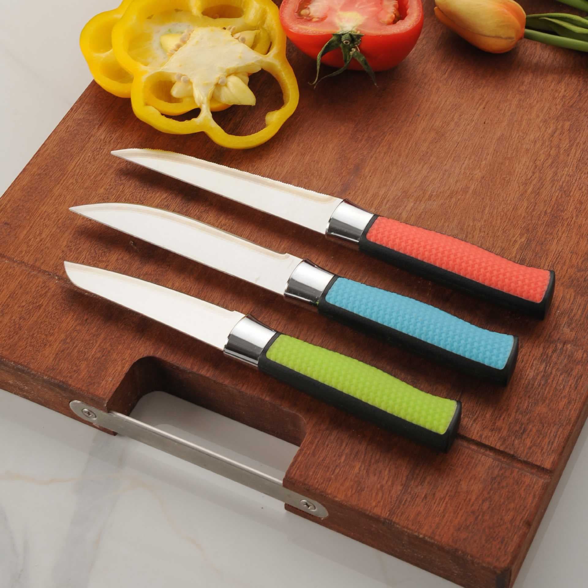 Foreign trade kitchen stainless steel electroplated injection-molded woven texture steak knife, peeling knife, multi-purpose knife, household kitchen cutlery