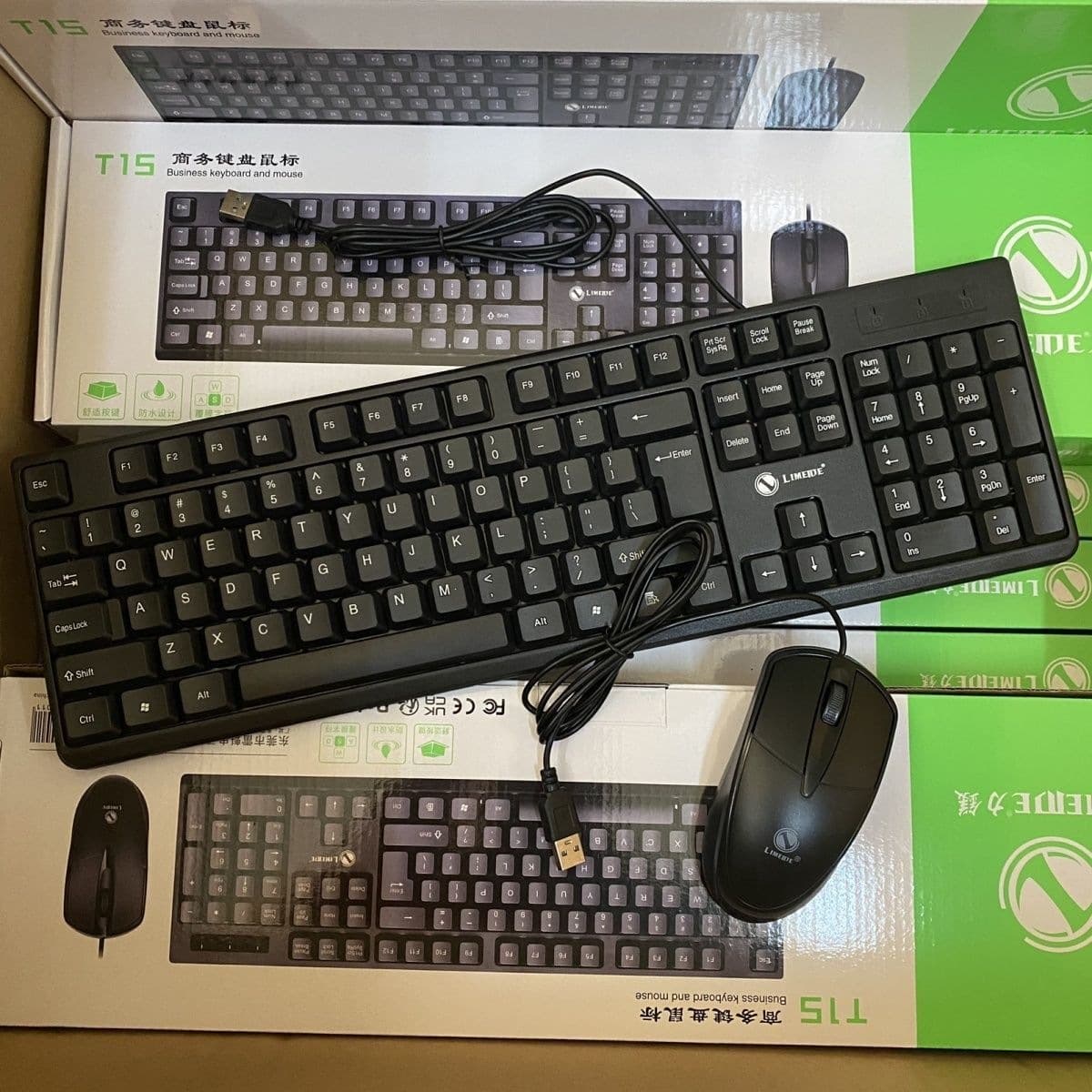 New T15 Wired Keyboard and Mouse Kit for Computer, Desktop, Home External Laptop, USB Package for Office