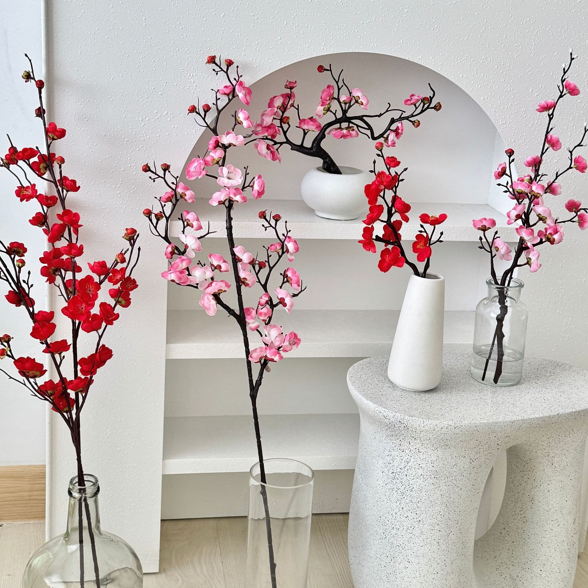 Simulated plum blossom branches, wax plum blossoms, plastic fake bouquets, Chinese-style home decoration, living room vase decorations, manufacturer wholesale