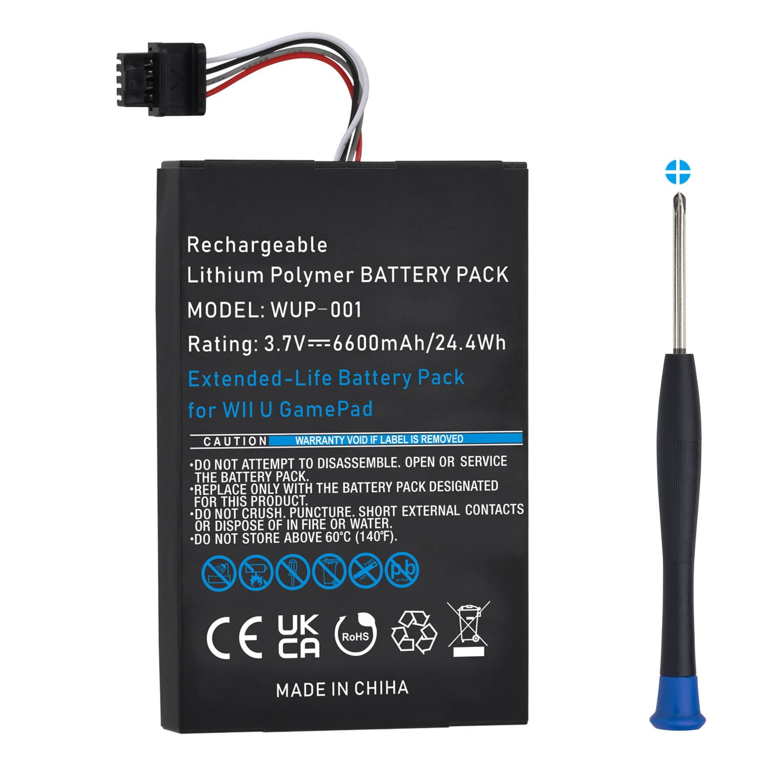 Suitable for Wiiu Game Console 6600Mah Large Capacity Battery, Wup-001 Game Battery
