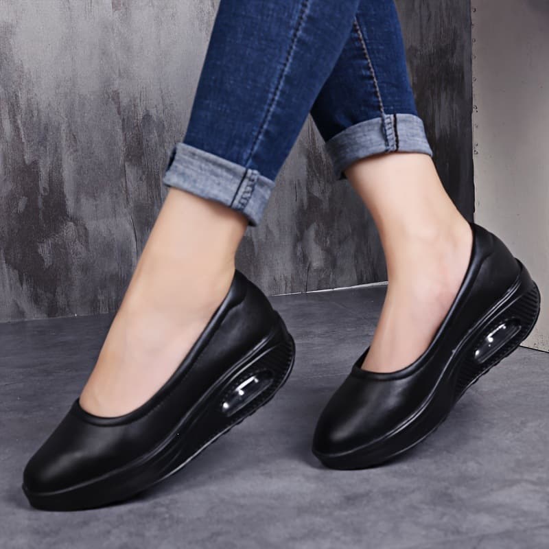 N 23263 Thick Sole Nurse Shoes White Shallow Mouth