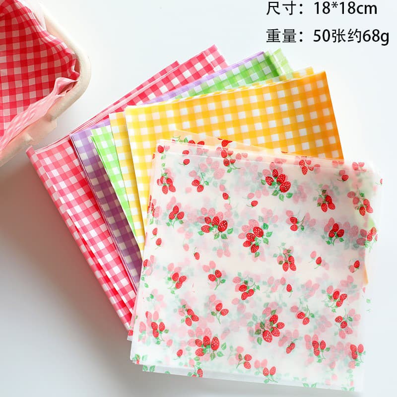 Baking cake paper Korean plaid smiling face oil paper fruit strawberry peach picnic sandwich simple meal lunch paper