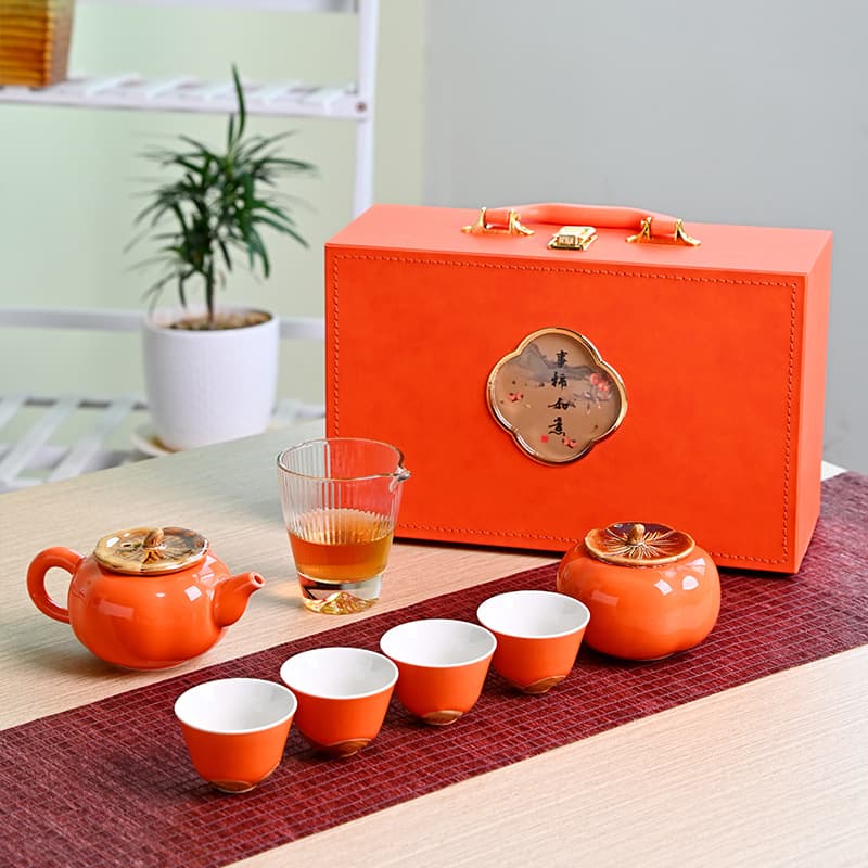 "May all your wishes come true" tea set, complete ceramic business gift box, corporate gift, souvenir.