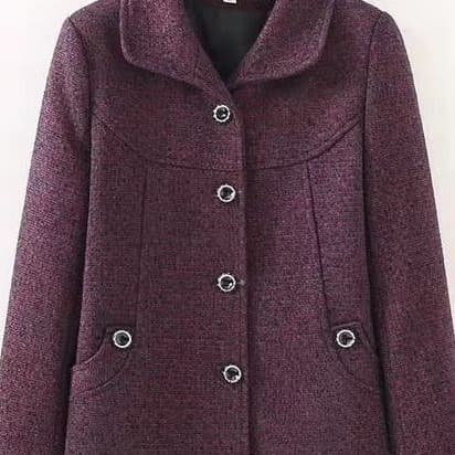 Grandma's Spring and Autumn Outerwear Women's Middle-aged and Elderly Autumn and Winter Mother's Woolen Top Older Lady Long-sleeved Loose Clothing