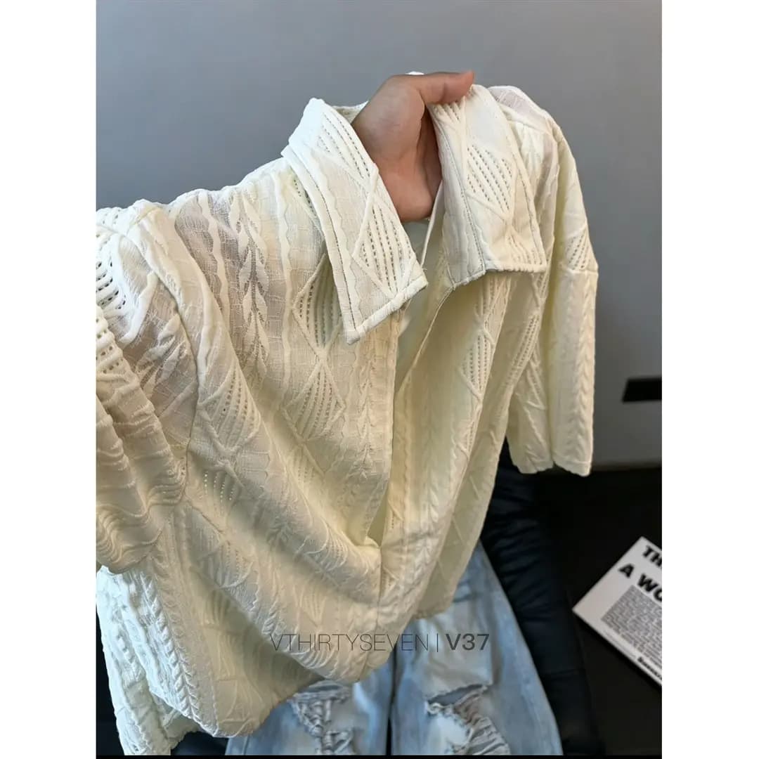 Old Money Style Cutout Polo Collar Fake Two-Piece Turn-Down Collar Men's Summer Breathable Short Sleeve Edgy Half Sleeve Top Casual Versatile