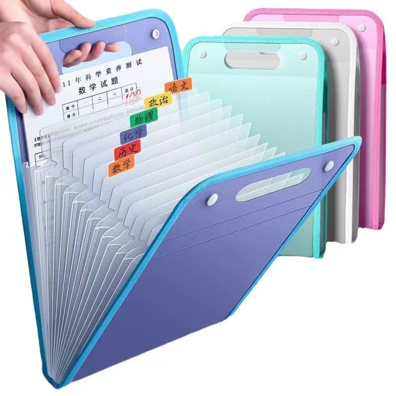 Hot Selling Vertical Accordion File Folder, 13 Pockets PP Material, Student Exam Paper Storage Bag, Large Capacity Organizer File Pouch